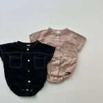 【60-90cm】ロンパース ベビー 韓国風 ポケット付き デニム - 画像 (3)