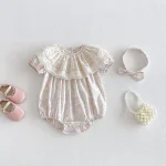 【66-90cm】ロンパース ベビー レース襟 小花柄 - 画像 (3)
