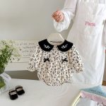 【66-90cm】ロンパース ベビー リボン付き レトロ 花柄 - 画像 (5)