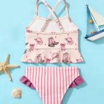 【90-140cm】水着 キャミソール ハット柄 セットアップ - 画像 (5)