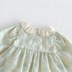 【66-90cm】ロンパース ベビー グリーン 花刺繡 - 画像 (9)