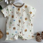 【66-90cm】半袖 ロンパース ベビー ガーゼ冷房対策 シンプル - 画像 (9)