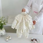 【73-100cm】セットアップ ベビー フリル襟 総柄 - 画像 (11)