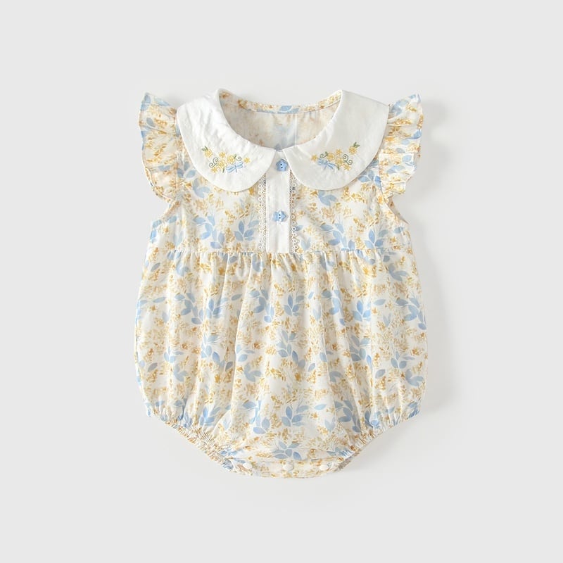 9793cd746e63a89252e8476a1846c0c0.jpg 【66-90cm】ロンパース ベビー フラワー 総柄 - 画像 (1)