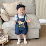 【66-90cm】ロンパース ベビー ドッグ デニム レイヤード - 画像 (5)