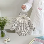 【66-90cm】ロンパース ベビー レース襟 小花柄 - 画像 (10)