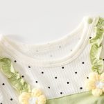 【66-90cm】ロンパース ベビー 可愛い グリーン ドット - 画像 (4)