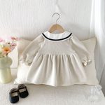 【73-110cm】ワンピース ベビー 折り襟 トレンド - 画像 (4)