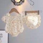 【66-90cm】ロンパース ベビー リボン フラワー柄 - 画像 (7)