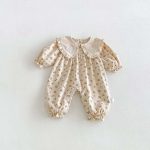 【66-90cm】オールインワン ベビー フラワー柄 折り襟 - 画像 (3)