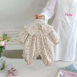 【66-90cm】オールインワン ベビー フラワー柄 折り襟 - 画像 (5)