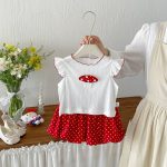 【73-100cm】セットアップ ベビー アップリケ ドット柄 - 画像 (4)