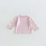 【73-120cm】長袖Ｔシャツ ベビー 無地 リボン付き - 画像 (9)