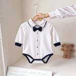 【66-90cm】ロンパース ベビー ボウタイ シンプル - 画像 (3)