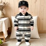【66-90cm】ロンパース ベビー ボーダー柄 トレンド - 画像 (3)