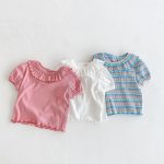 【80-130cm】半袖Ｔシャツ 女の子 折り襟 合わせやすい - 画像 (3)