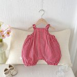 【66-90cm】ロンパース ベビー チェック柄 キャミソール - 画像 (6)