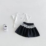 【73-100cm】セットアップ ベビー レース切り替え ドット柄 - 画像 (3)