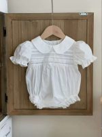 【66-90cm】ロンパース/ワンピース ベビー 折り襟 シンプル - 画像 (3)