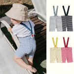【73-100cm】パンツ ベビー ボーダー柄 サロペット - 画像 (2)