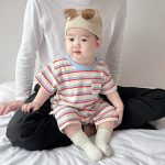 【66-90cm】ロンパース ベビー ボーダー柄 履きやすい - 画像 (3)