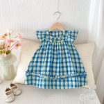 【80-130cm】ワンピース 女の子 チェック柄 フリルスリーブ - 画像 (6)