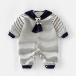 【66-90cm】カバーオール ベビー ボーダー柄 セーラーカラー - 画像 (4)