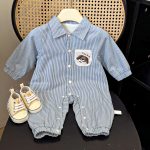 【66-90cm】カバーオール ベビー ストライプ お出かけに - 画像 (3)