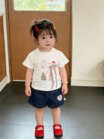 【73-120cm】半袖Tシャツ ベビー リボン付き ファッション - 画像 (4)