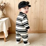 【66-90cm】ロンパース ベビー ボーダー柄 トレンド - 画像 (4)