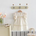 【80-130cm】ワンピース 女の子 透かし フリルスリーブ - 画像 (5)