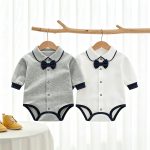 【66-90cm】ロンパース ベビー ボウタイ シンプル - 画像 (2)