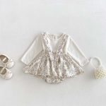 【66-90cm】サロペット＆シャツ ベビー フラワー
