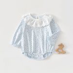 【66-90cm】ロンパース ベビー 小花柄 フリル襟 - 画像 (4)