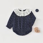 【66-90cm】ロンパース ベビー 小花柄 フリル襟 - 画像 (5)