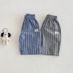 【80-120cm】ワイドパンツ 男の子 ストライプ 薄手 - 画像 (3)