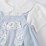 【73-100cm】セットアップ ベビー 可愛い ウサギ ドット サロペット - 画像 (9)