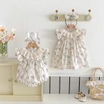 【66-130cm】ロンパースorワンピース ベビー 姉妹服 フラワー柄 - 画像 (3)