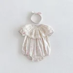 【66-90cm】ロンパース ベビー レース襟 小花柄 - 画像 (13)