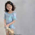 【90-140cm】水着 マーメイドスケイル柄 フリル付き - 画像 (7)