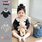 【66-90cm】ロンパース ベビー レース襟 小花柄 - 画像 (3)