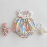 【66-90cm】ロンパース ベビー カラフル フラワー - 画像 (2)