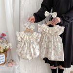 【66-130cm】ロンパースorワンピース ベビー 姉妹服 フラワー柄 - 画像 (15)