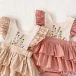 【66-90cm】ロンパース ベビー 花刺繡 フリル - 画像 (6)