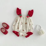 【66-90cm】ロンパース ベビー イチゴ プリント キャミソール - 画像 (23)