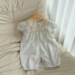 【66-100cm】半袖 ロンパース ベビー 花柄 丸襟 スウィート - 画像 (9)