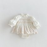 【66-90cm】ロンパース ベビー パフスリーブ 花柄 - 画像 (3)