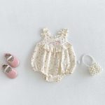 【66-90cm】ロンパース ベビー ピンク ドット キャミソール