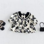 【73-110cm】ワンピース ベビー レトロ 花柄