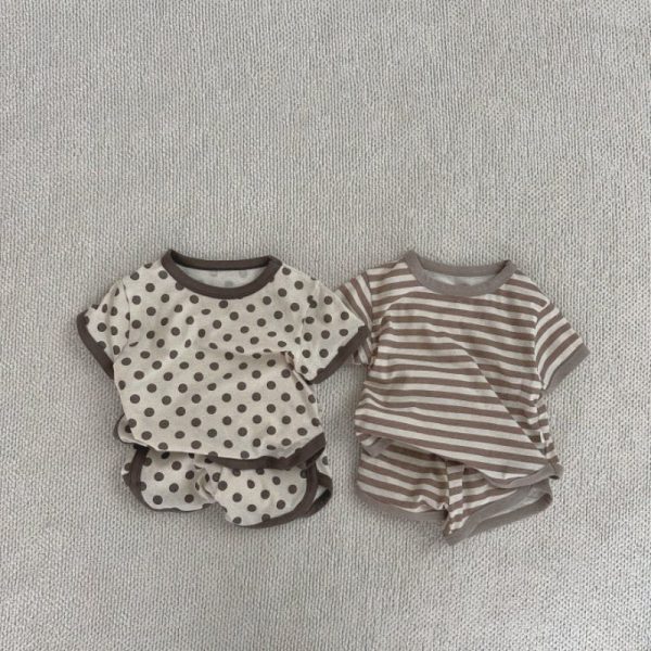 【73-100cm】セットアップ ベビー ボーダー ドット